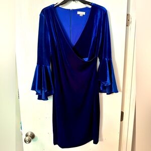 Calvin Klein blue velvet cocktail dress